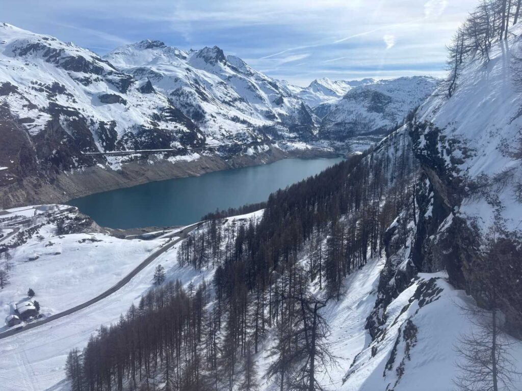 skiing in tignes france with kids_lake view